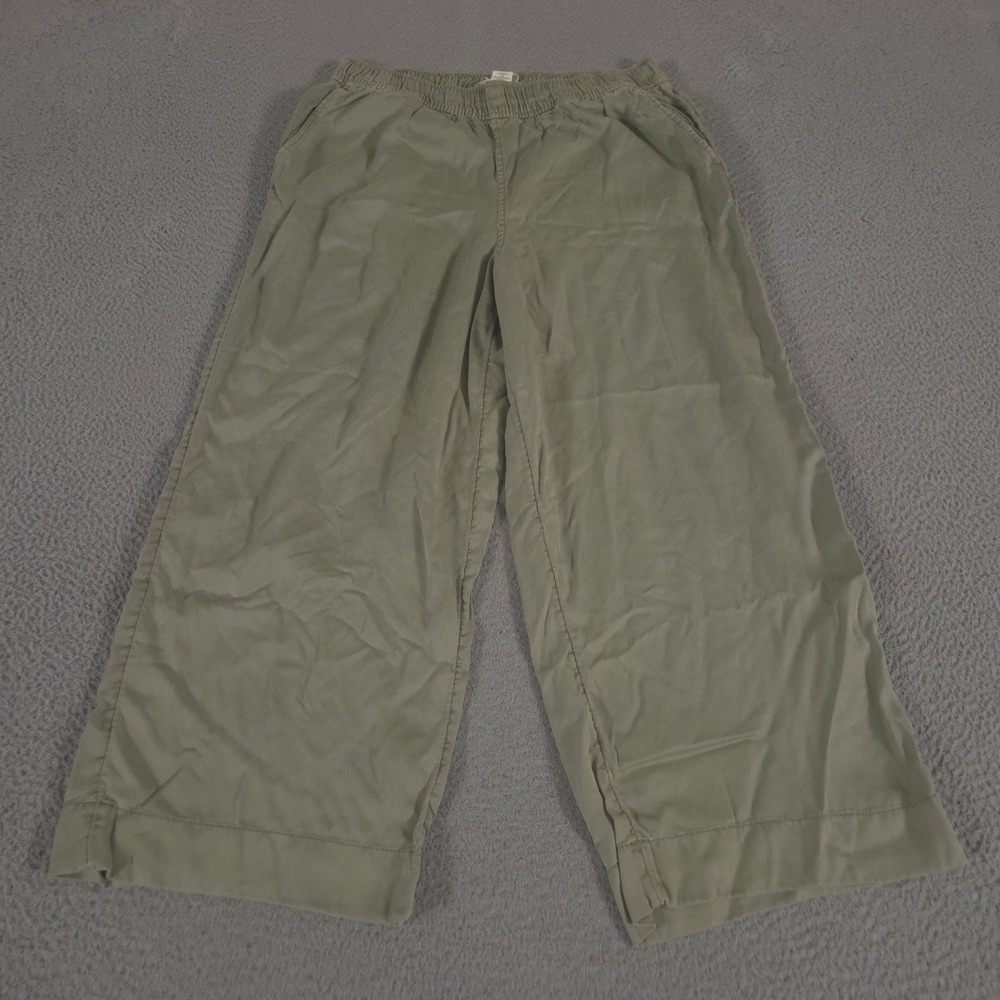 C&C California Pants Womens Large Sage Wide Leg Lyocell Elastic Waist Culottes